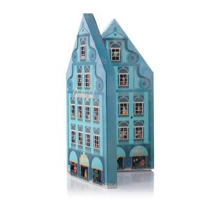 Dobbeltsidet julekalenderhus med fyldt chokolade